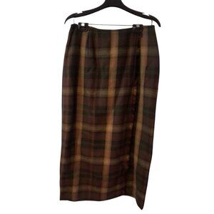 Jones New York vintage skirt womens 12 long 100% wool wrap plaid